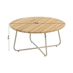 4 Seasons Verdi ronde salontafel teak 73 cm. - Latte