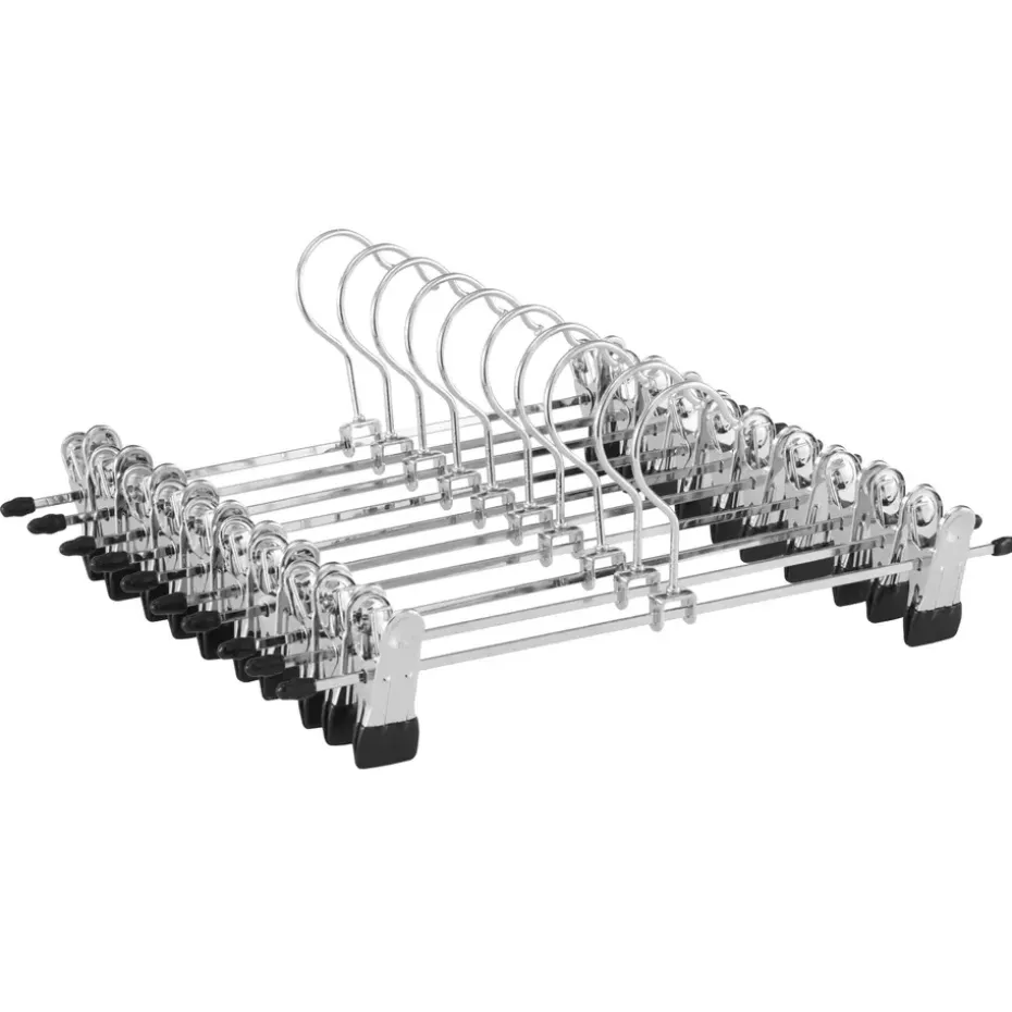 20 Stuks Broekhangers met Knijpers- Stevige Kleding Hangers Zilver en Zwart