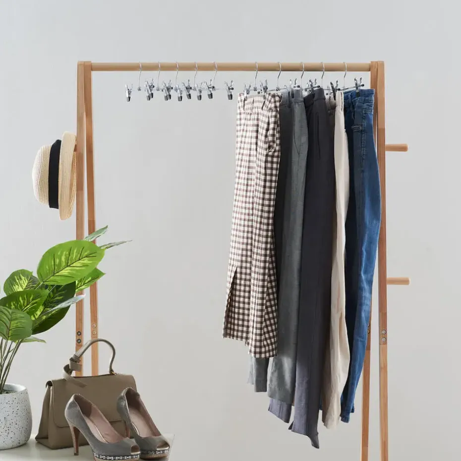 20 Stuks Broekhangers met Knijpers- Stevige Kleding Hangers Zilver en Zwart