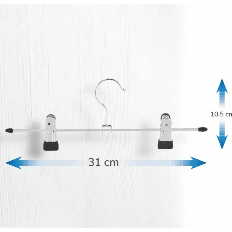 20 Stuks Broekhangers met Knijpers- Stevige Kleding Hangers Zilver en Zwart