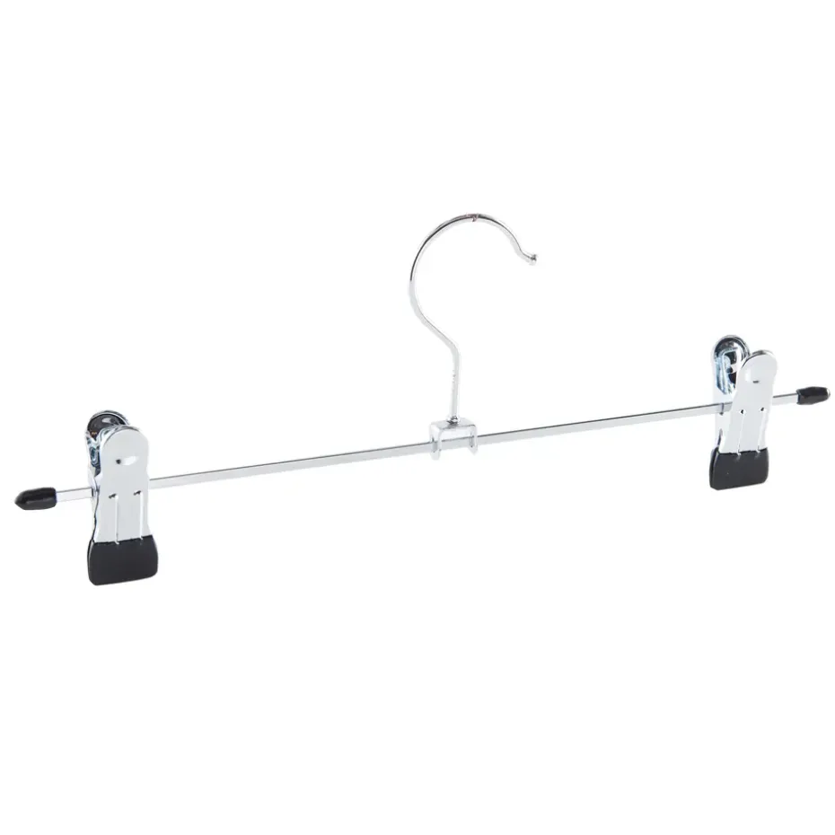 20 Stuks Broekhangers met Knijpers- Stevige Kleding Hangers Zilver en Zwart