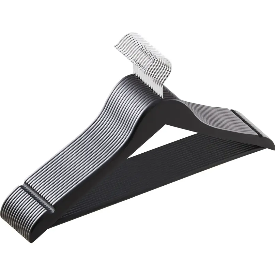 20 stuks Massief Houten Kledinghangers - Esdoorn Hout - Glad Oppervlak - Zwart