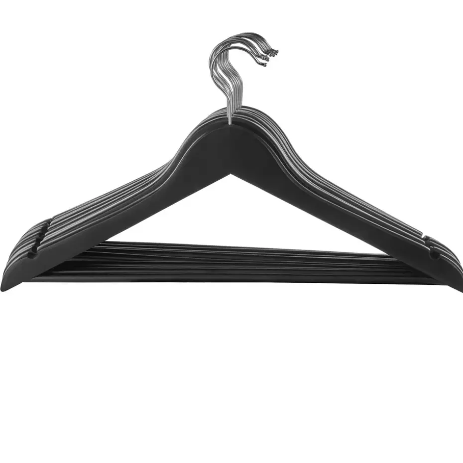 20 stuks Massief Houten Kledinghangers - Esdoorn Hout - Glad Oppervlak - Zwart