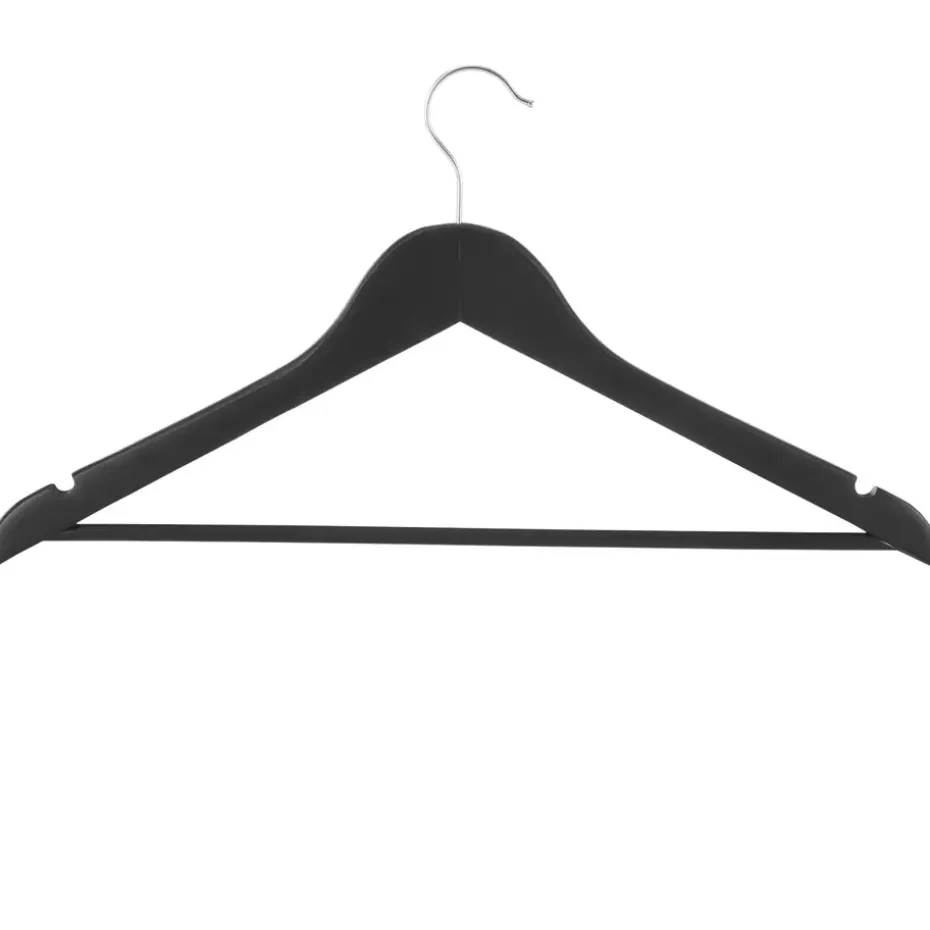20 stuks Massief Houten Kledinghangers - Esdoorn Hout - Glad Oppervlak - Zwart