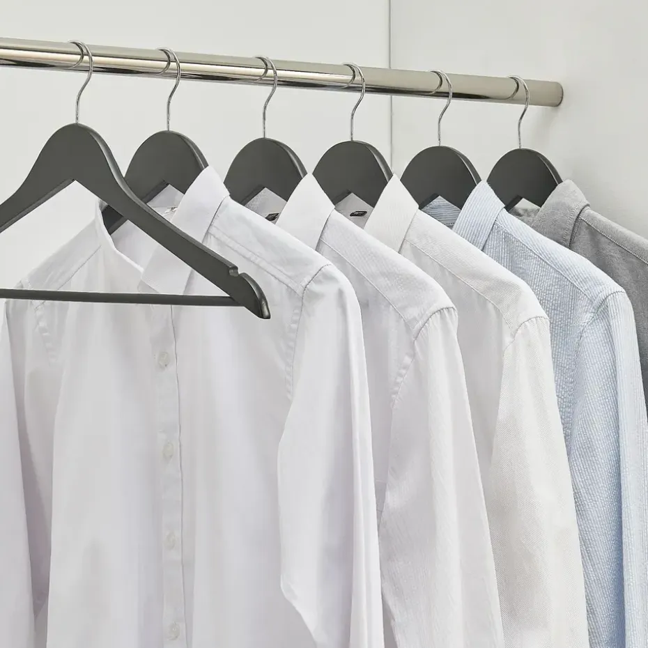 20 stuks Massief Houten Kledinghangers - Esdoorn Hout - Glad Oppervlak - Zwart