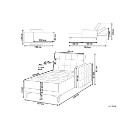 ABERDEEN - Chaise longue - Grijs - Symmetrisch - Polyester
