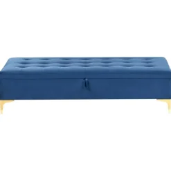 ABERDEEN - Ottomaan met opbergruimte - Marineblauw - Fluweel