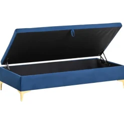 ABERDEEN - Ottomaan met opbergruimte - Marineblauw - Fluweel