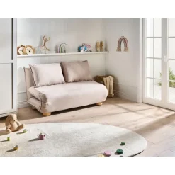 ABISKO - Slaapbank 2-zits - Beige - Kunstlinnen