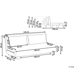 ABISKO - Slaapbank 2-zits - Beige - Kunstlinnen