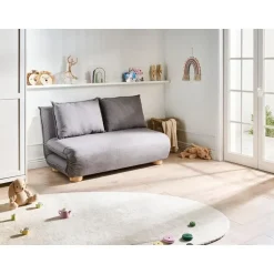 ABISKO - Slaapbank 2-zits - Donkergrijs - Kunstlinnen