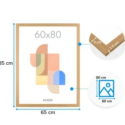 ACAZA Fotokader - Fotolijst van 60x80 cm - Warm Oak - MDF - Plexiglas