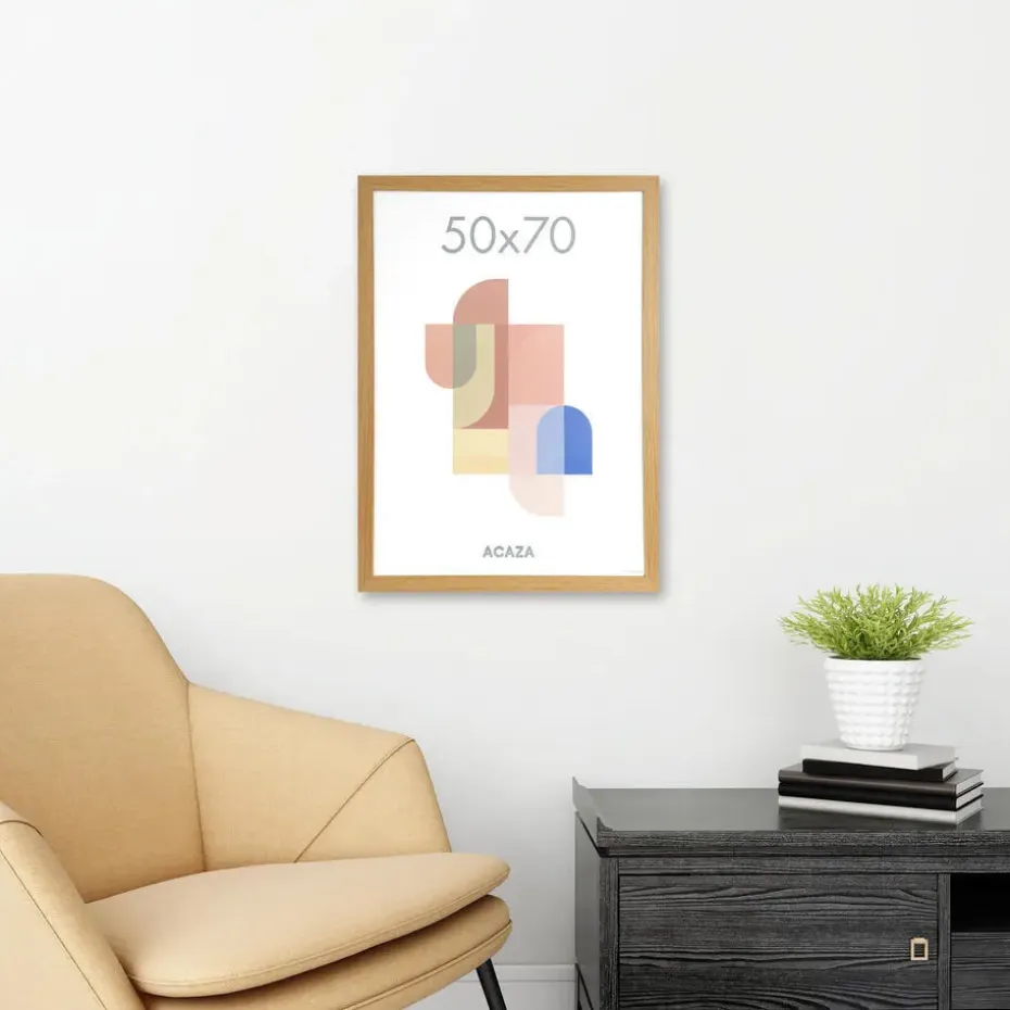 ACAZA Fotokader - Fotolijst - 50x70 cm - MDF hout & plexiglas - Warme Eik kleur