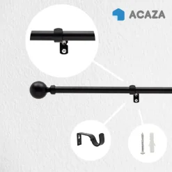 ACAZA Gordijnroede - Uitschuifbare Gordijn Rail - Stang van 240-360 cm - Zwart