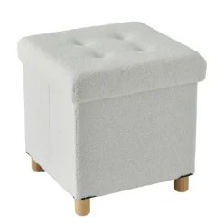 ACAZA Poef met Opbergruimte - Poef met pootjes - 40x37x37cm - Wit