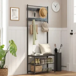 ACAZA® Staande Kapstok met 9 Haken en Schoenenrek - Garderoberek - Zwart