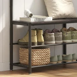 ACAZA® Staande Kapstok met 9 Haken en Schoenenrek - Garderoberek - Zwart