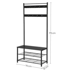 ACAZA® Staande Kapstok met 9 Haken en Schoenenrek - Garderoberek - Zwart