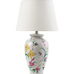 ACROSSO - Tafellamp - Wit - Porselein/Linnen