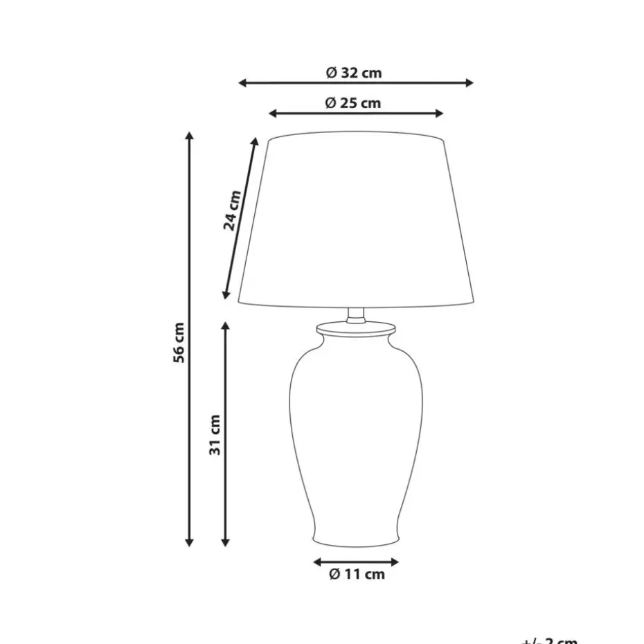 ACROSSO - Tafellamp - Wit - Porselein/Linnen
