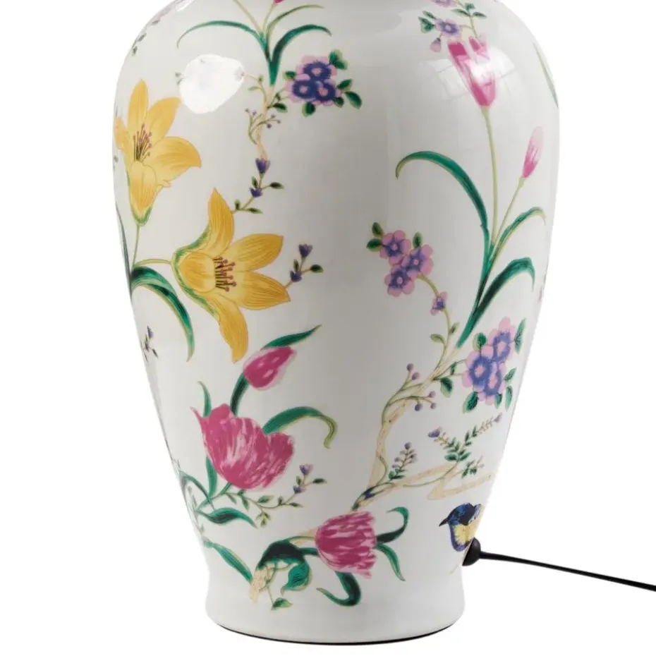 ACROSSO - Tafellamp - Wit - Porselein/Linnen