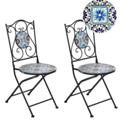 AGGIUS - Set van 2 tuinstoelen - Zwart - IJzer