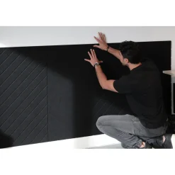 Akoestisch wandpaneel PET-vilt - 100x100cm - Visgraat motief Antraciet