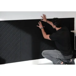 Akoestisch wandpaneel PET-vilt - 100x100cm - Visgraat motief Zwart