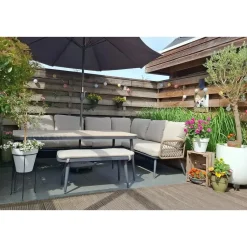 Allasio lounge-dining hoekset - 5-dlg. - c.black - desert sand - VW