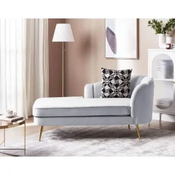 ALLIER - Chaise longue - Grijs - Rechterzijde - Fluweel