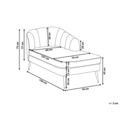 ALLIER - Chaise longue - Grijs - Rechterzijde - Fluweel