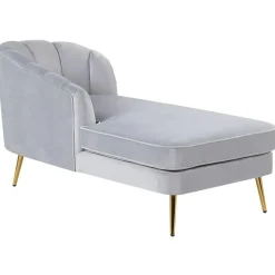 ALLIER - Chaise longue - Grijs - Rechterzijde - Fluweel