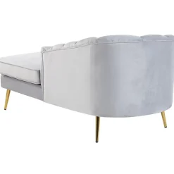 ALLIER - Chaise longue - Grijs - Linkerzijde - Fluweel