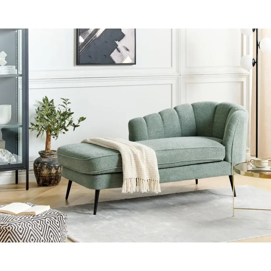 ALLIER - Chaise longue - Groen - Rechterzijde - Bouclé