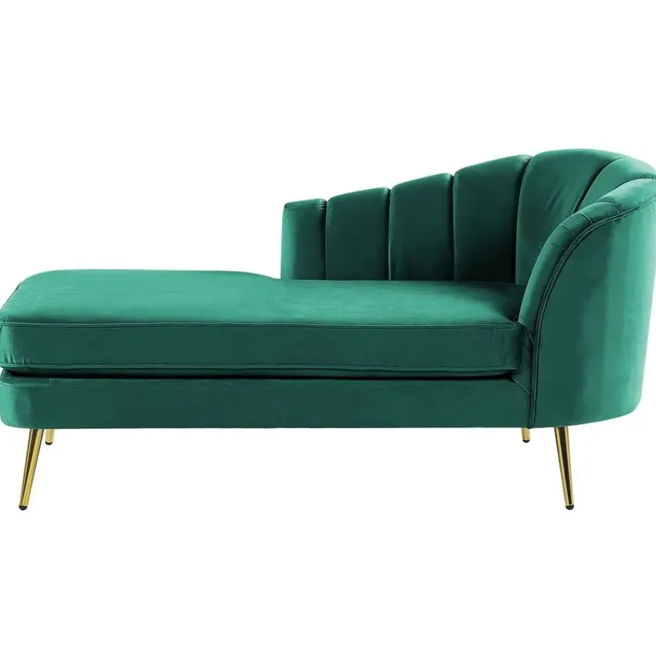 ALLIER - Chaise longue - Groen - Rechterzijde - Fluweel