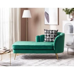 ALLIER - Chaise longue - Groen - Rechterzijde - Fluweel
