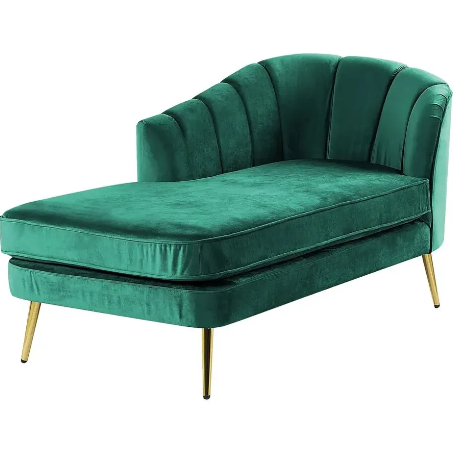 ALLIER - Chaise longue - Groen - Rechterzijde - Fluweel