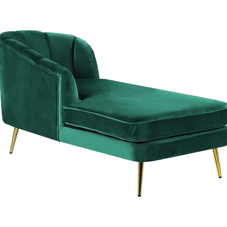 ALLIER - Chaise longue - Groen - Rechterzijde - Fluweel