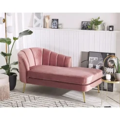 ALLIER - Chaise longue - Roze - Linkerzijde - Fluweel