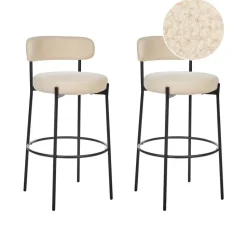 ALLISON - Barkruk set van 2 - Lichtbeige - Bouclé