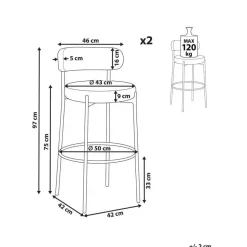 ALLISON - Barkruk set van 2 - Lichtbeige - Bouclé