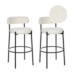 ALLISON - Barkruk set van 2 - Wit - Bouclé