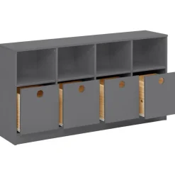 Alpi - Boekenkast met 4 laden in grijs grenen