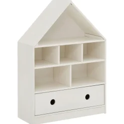 Alpi - Boekenkast met dak en 1 lade in wit gelakt grenen