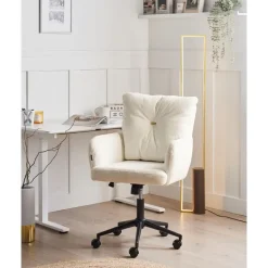 ALPINE - Bureaustoel - Gebroken wit - Bouclé