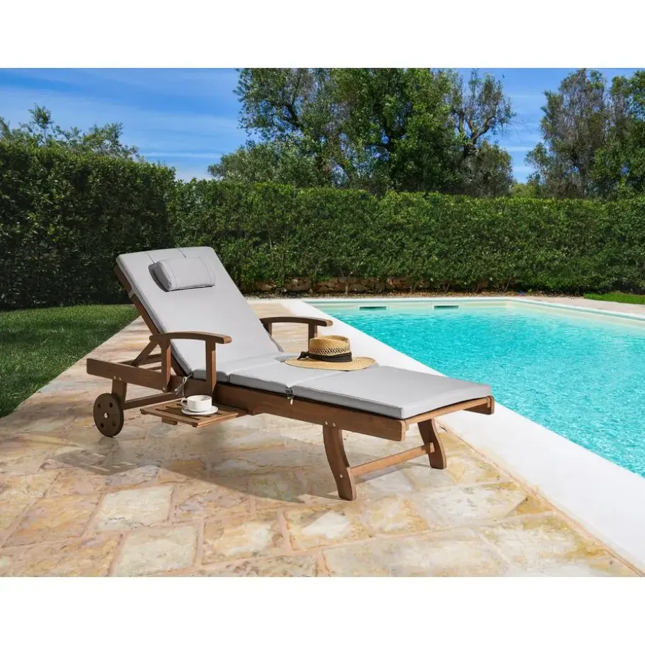 AMANTEA PREMIUM II - Ligstoel - Lichtgrijs - Acaciahout