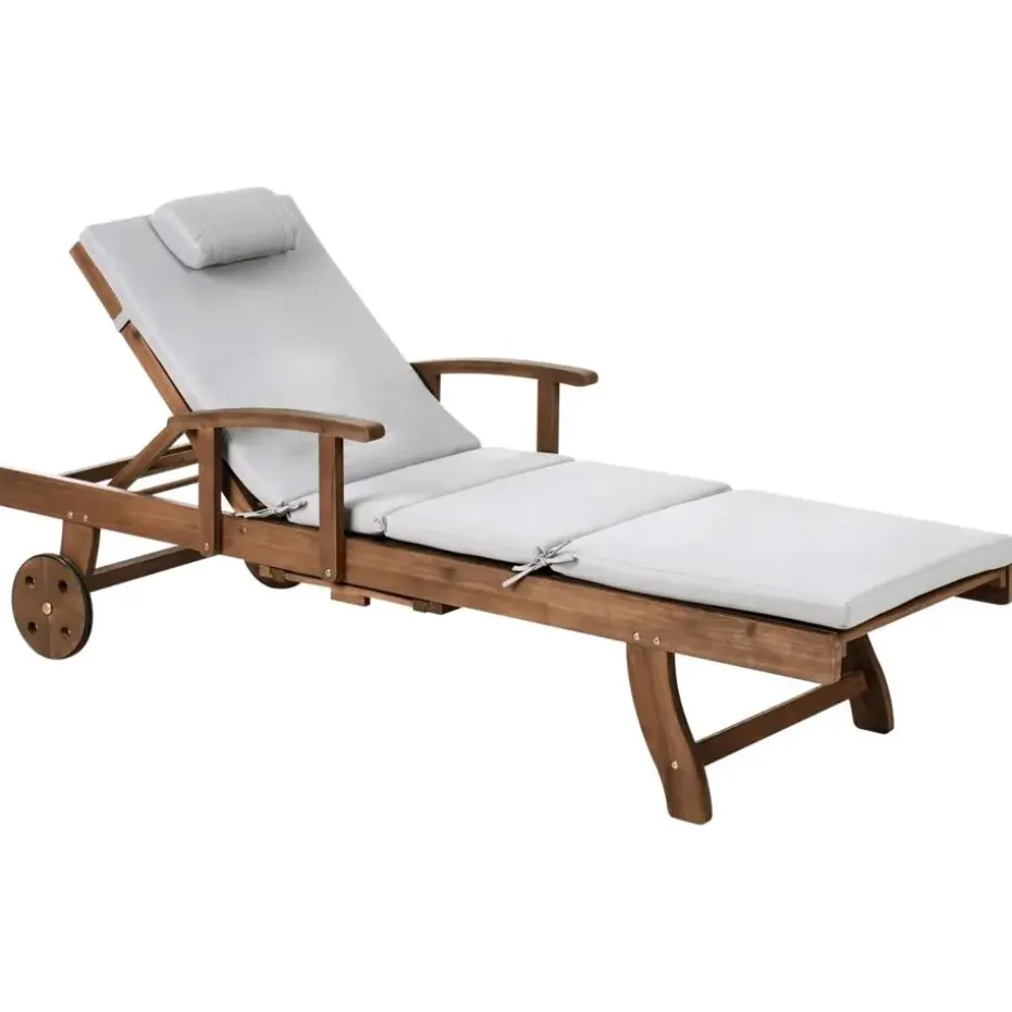 AMANTEA PREMIUM II - Ligstoel - Lichtgrijs - Acaciahout