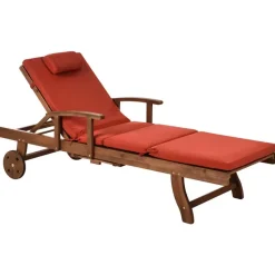 AMANTEA PREMIUM II - Tuinligstoel - Rood - Acaciahout