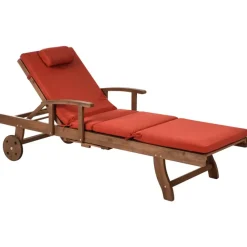 AMANTEA PREMIUM II - Tuinligstoel - Rood - Acaciahout