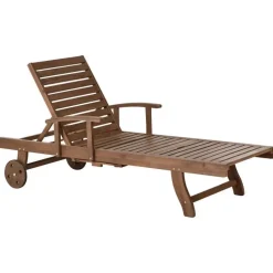 AMANTEA PREMIUM II - Tuinligstoel - Rood - Acaciahout